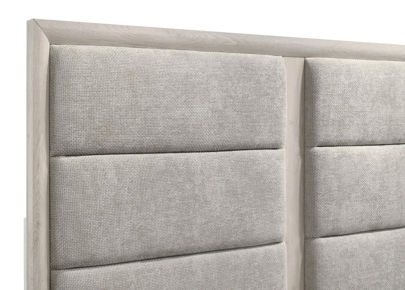 Farre Eastern King Upholstered Platform Panel Bed Washed Grey - 225111KE