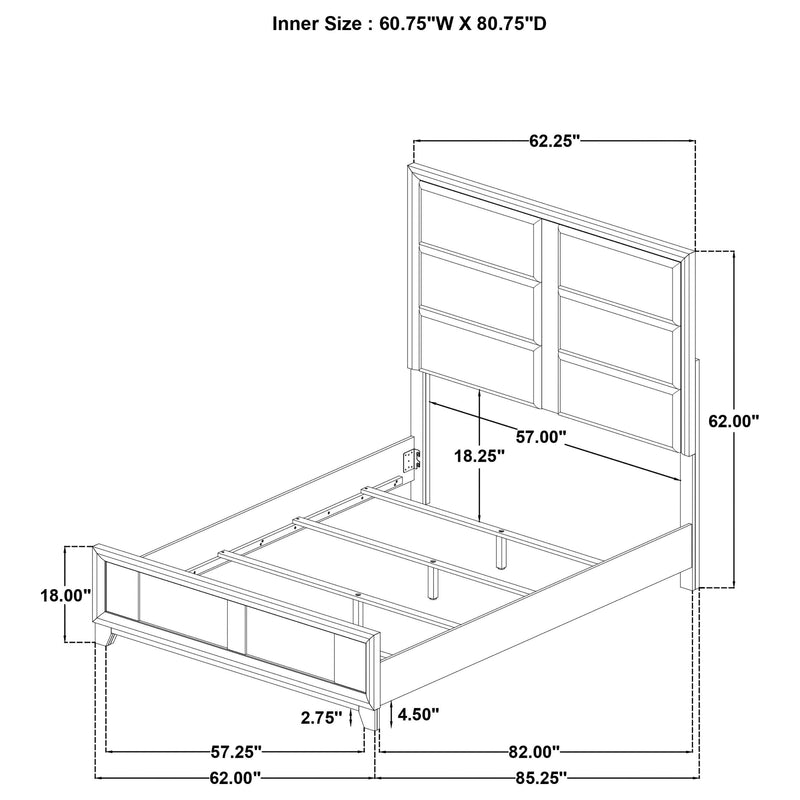 Farre Queen Upholstered Platform Panel Bed Dark Brown - 225321Q