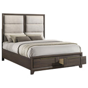 Farre Queen Upholstered Storage Platform Bed Dark Brown - 225320Q