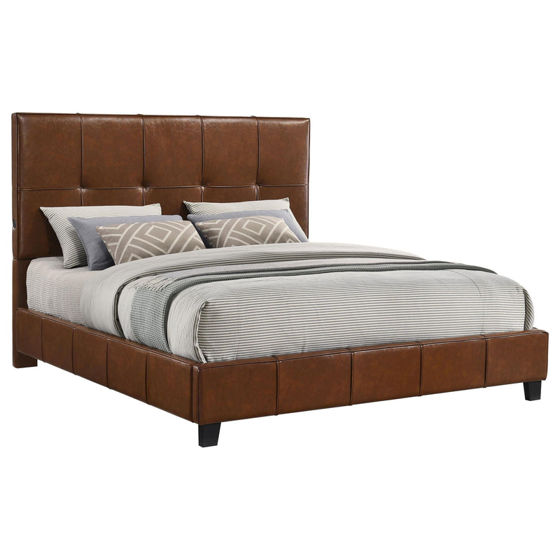 Farrell California King Leatherette Panel Bed Brown - 315923KW