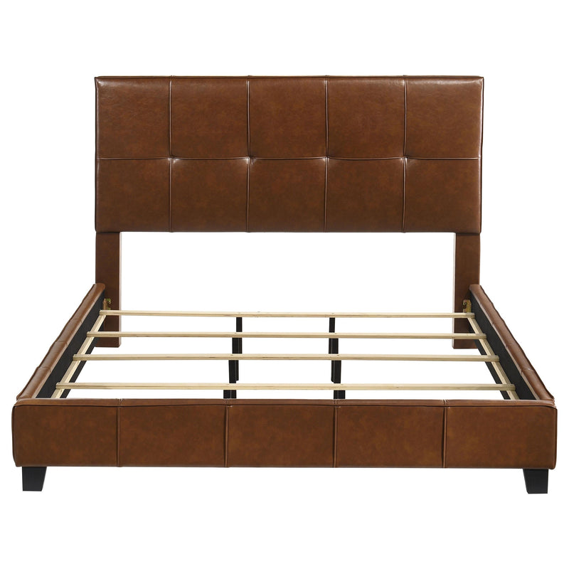 Farrell California King Leatherette Panel Bed Brown - 315923KW