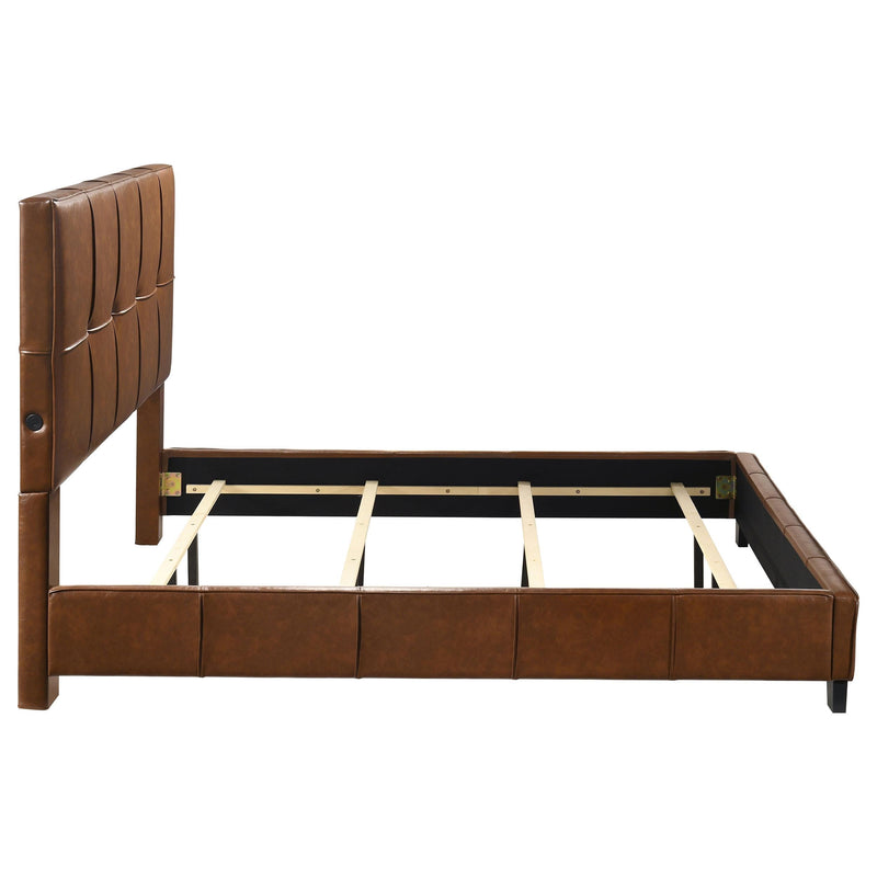 Farrell California King Leatherette Panel Bed Brown - 315923KW