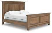 Feddinger California King Panel Bed with Mirrored Dresser, Chest and 2 Nightstands in Medium Brown - PKG022326