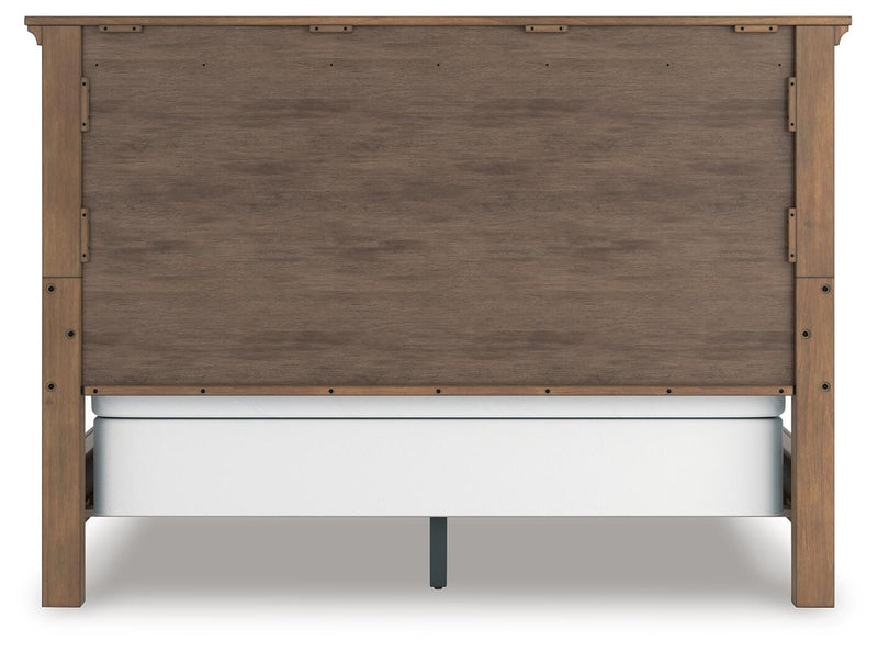 Feddinger California King Panel Bed with Mirrored Dresser, Chest and Nightstand in Medium Brown - PKG022329