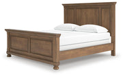 Feddinger California King Panel Bed with Mirrored Dresser in Medium Brown - PKG022324