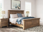 Feddinger King Panel Bed with Mirrored Dresser and Chest in Medium Brown - PKG022320