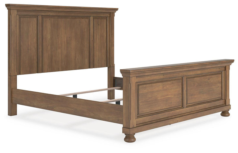 Feddinger King Panel Bed with Mirrored Dresser in Medium Brown - PKG022316