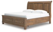 Feddinger King Storage Sleigh Bed with Dresser and Nightstand in Medium Brown - PKG022339