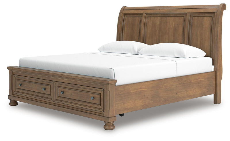 Feddinger King Storage Sleigh Bed with Dresser in Medium Brown - PKG022338