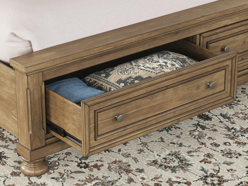 Feddinger King Storage Sleigh Bed with Dresser in Medium Brown - PKG022338