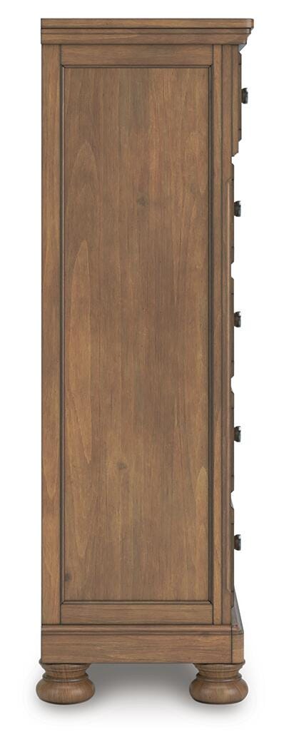 Feddinger Medium Brown Queen Panel Bed, Dresser, Mirror, Chest and Nightstand - PCB779B10