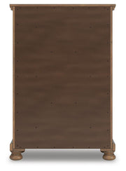 Feddinger Medium Brown Queen Panel Bed, Dresser, Mirror, Chest and Nightstand - PCB779B10