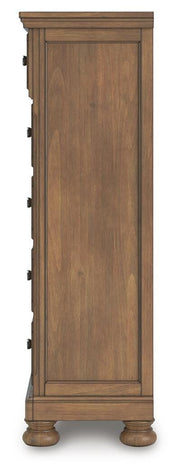 Feddinger Medium Brown Queen Panel Bed, Dresser, Mirror, Chest and Nightstand - PCB779B10