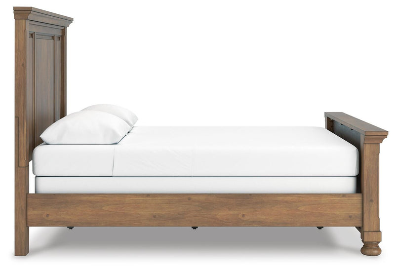 Feddinger Medium Brown Queen Panel Bed, Dresser, Mirror, Chest and Nightstand - PCB779B10