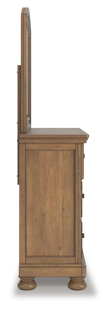 Feddinger Medium Brown Queen Panel Bed, Dresser, Mirror, Chest and Nightstand - PCB779B10