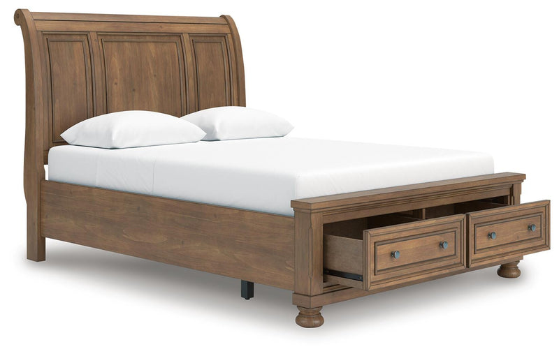 Feddinger Medium Brown Queen Sleigh Bed, Dresser, Mirror, Chest and Nightstand - PCB779B18