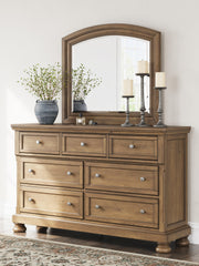 Feddinger Medium Brown Queen Sleigh Bed, Dresser, Mirror, Chest and Nightstand - PCB779B18