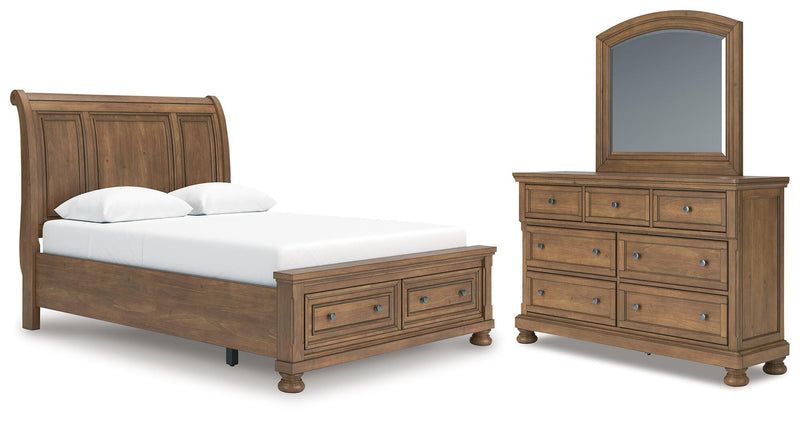 Feddinger Queen Sleigh Storage Bed, Dresser and Mirror - PCB779B5