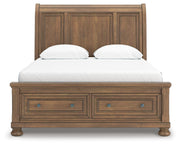 Feddinger Queen Storage Sleigh Bed with Dresser in Medium Brown - PKG022314