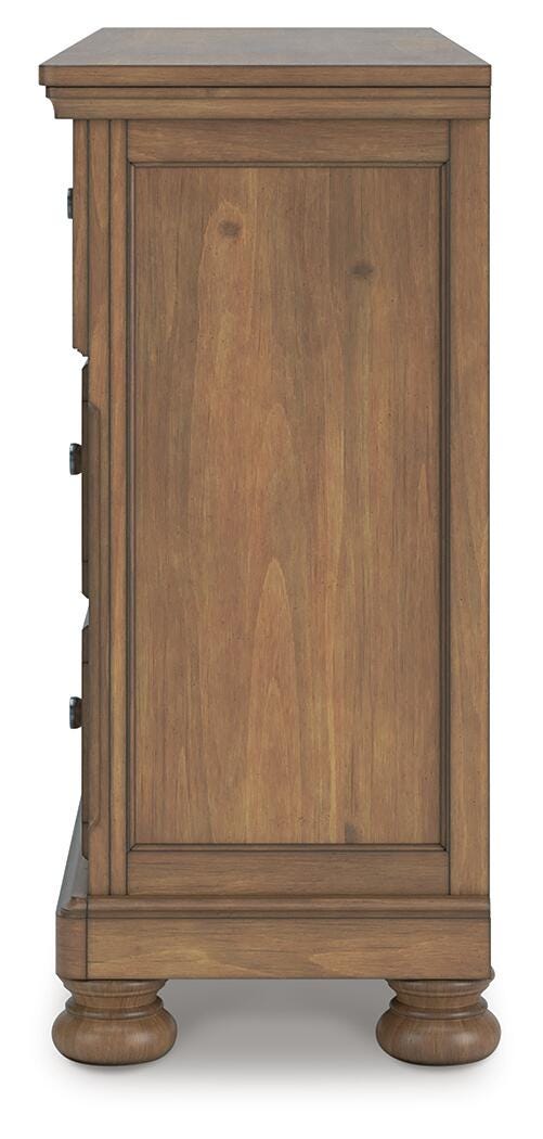 Feddinger Queen Storage Sleigh Bed with Dresser in Medium Brown - PKG022314