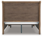 Feddinger Queen Storage Sleigh Bed with Mirrored Dresser and 2 Nightstands in Medium Brown - PKG022309