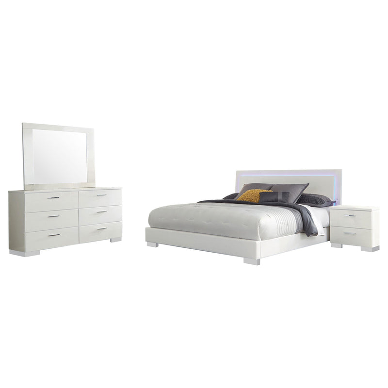 Felicity 4-piece California King Bedroom Set White Gloss - 203500KW-S4
