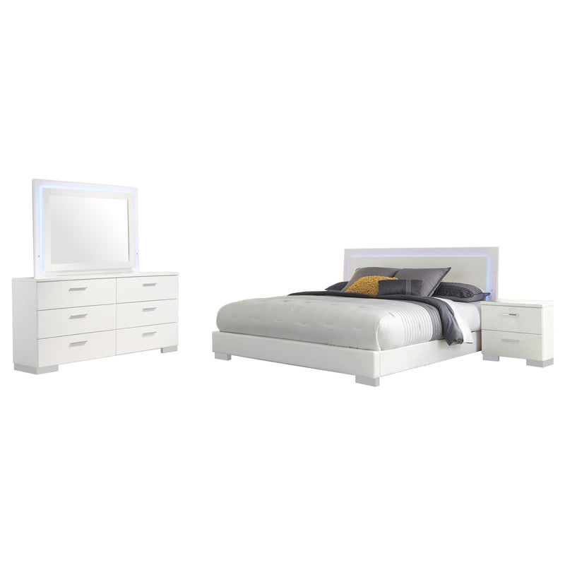 Felicity 4-piece California King Bedroom Set White Gloss - 203500KW-S4L