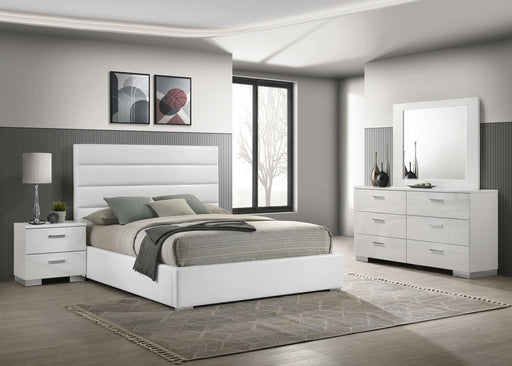 Felicity 4-piece California King Bedroom Set White High Gloss - 203511KW-S4