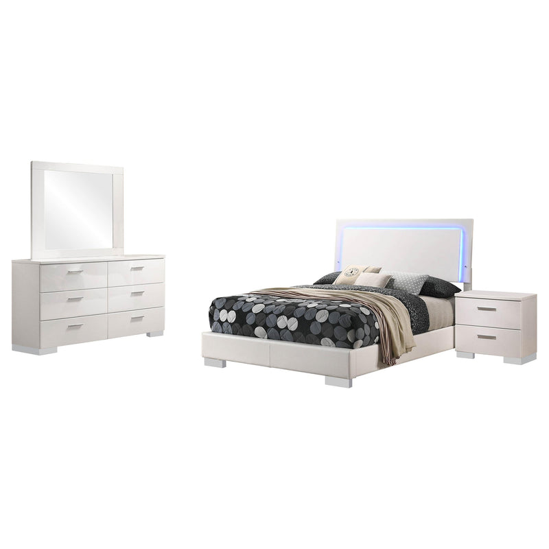 Felicity 4-piece Full Bedroom Set White High Gloss - 203500F-S4