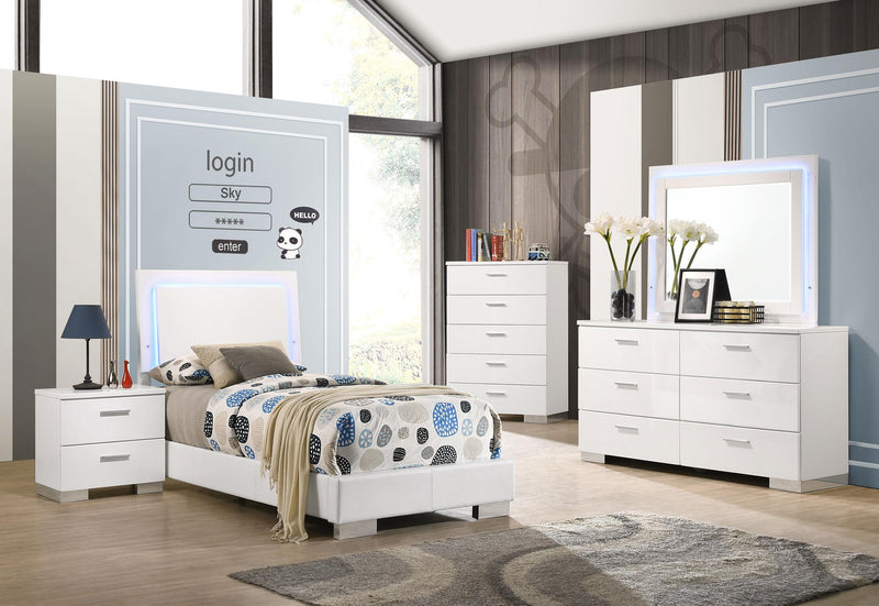 Felicity 4-piece Twin Bedroom Set White High Gloss - 203500T-S4L