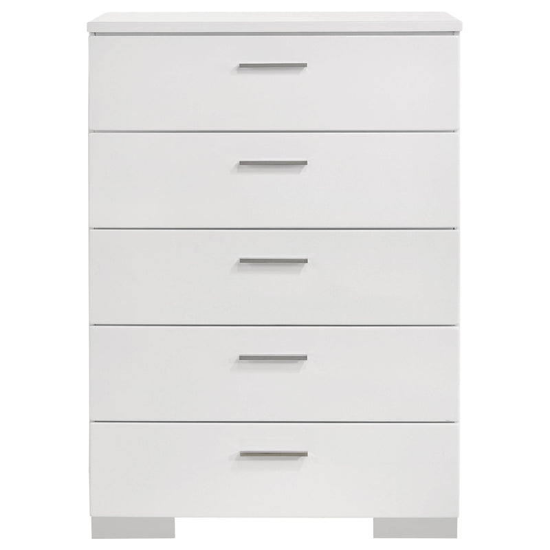 Felicity 5-drawer Bedroom Chest White High Gloss - 203505