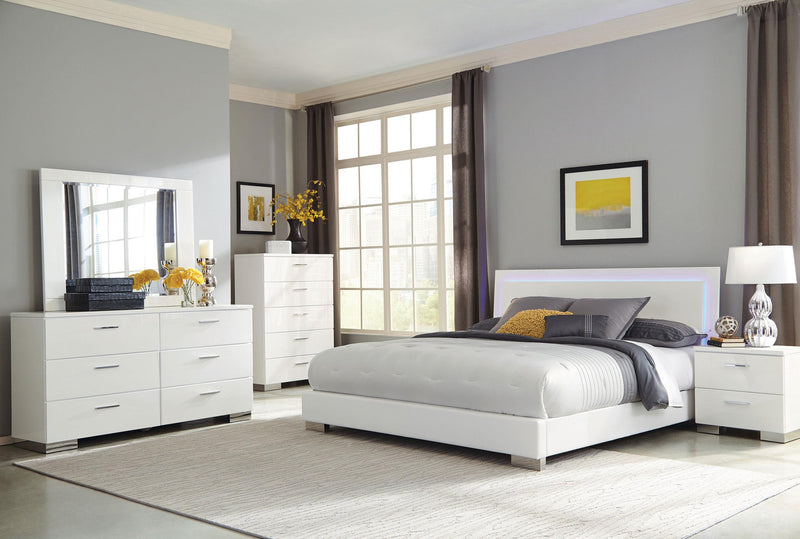 Felicity 5-piece California King Bedroom Set White Gloss - 203500KW-S5
