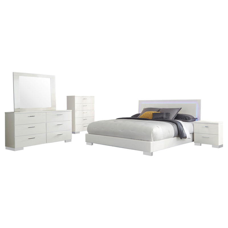 Felicity 5-piece California King Bedroom Set White Gloss - 203500KW-S5