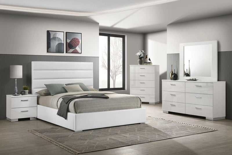 Felicity 5-piece California King Bedroom Set White High Gloss - 203511KW-S5
