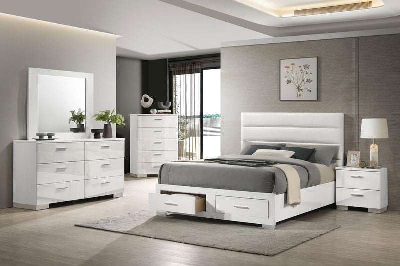 Felicity 5-piece Eastern King Platform Bedroom Set White - 203510KE-S5