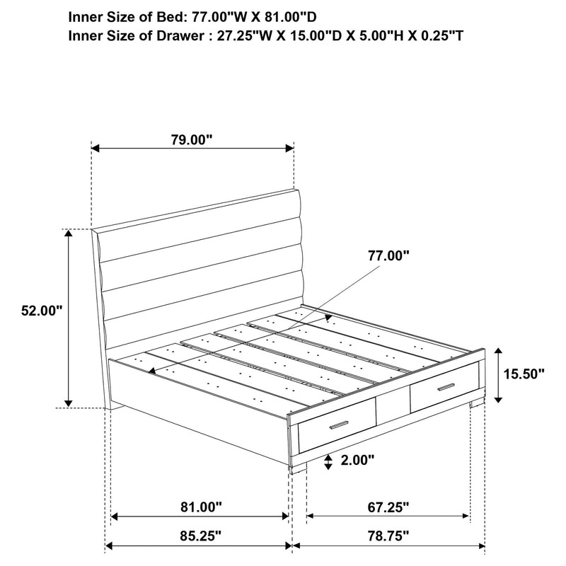 Felicity 5-piece Eastern King Platform Bedroom Set White - 203510KE-S5