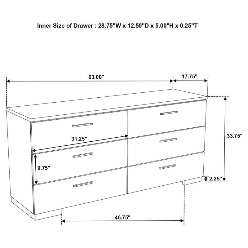 Felicity 5-piece Full Bedroom Set White High Gloss - 203500F-S5