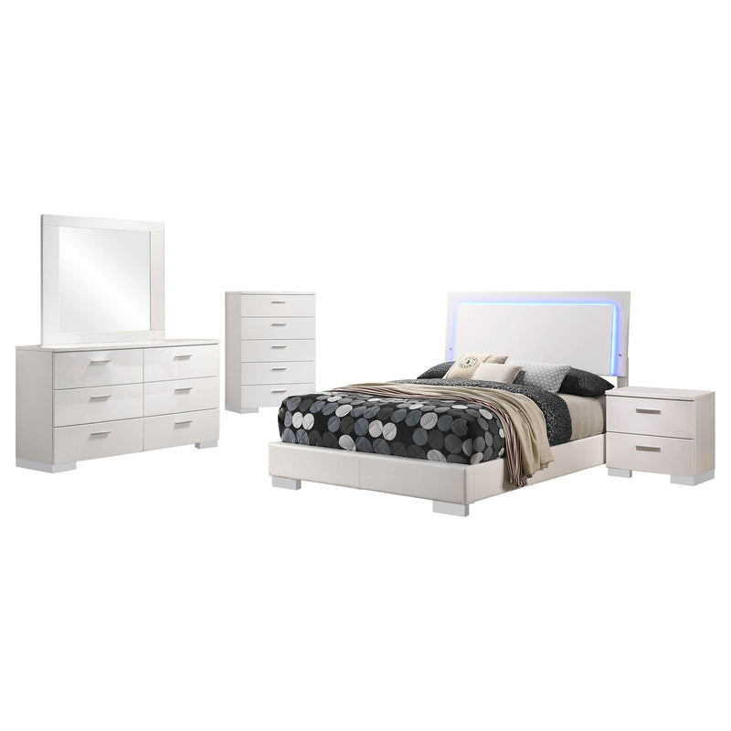 Felicity 5-piece Full Bedroom Set White High Gloss - 203500F-S5