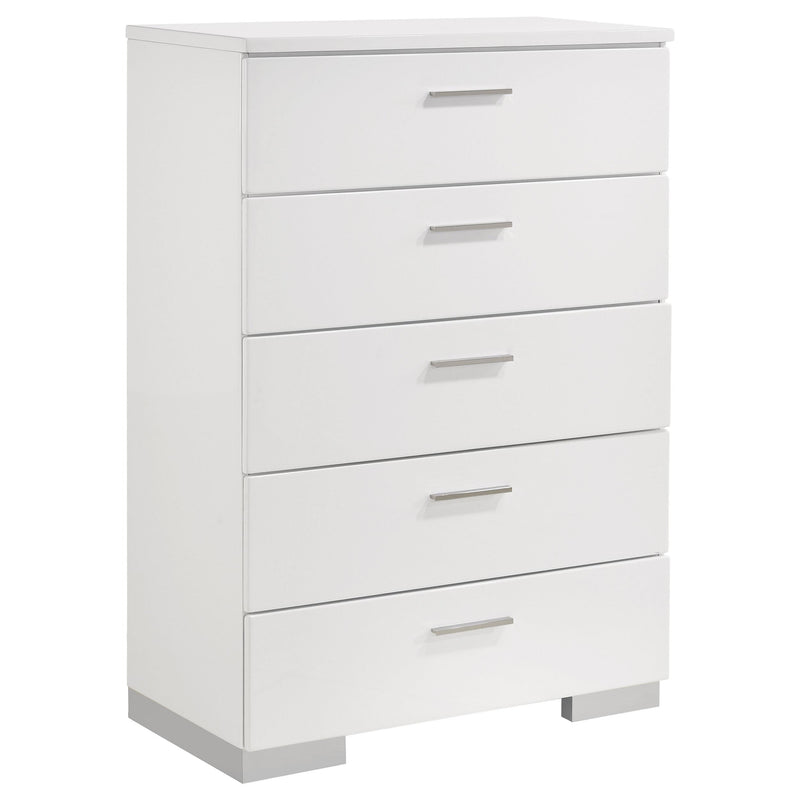 Felicity 5-piece Twin Bedroom Set White High Gloss - 203500T-S5L
