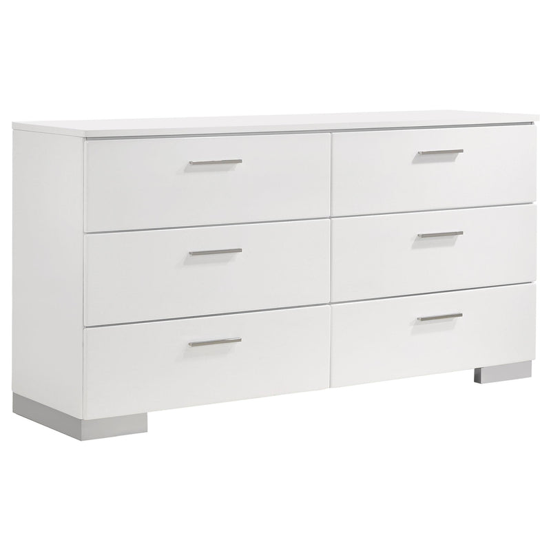 Felicity 6-drawer Dresser White High Gloss - 203503