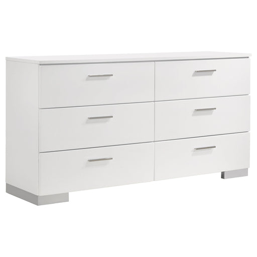 Felicity 6-drawer Dresser White High Gloss - 203503
