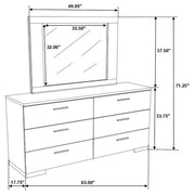 Felicity 6-drawer Wood Dresser with Mirror White High Gloss - 203503M