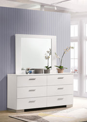 Felicity 6-drawer Wood Dresser with Mirror White High Gloss - 203503M