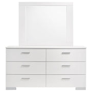 Felicity 6-drawer Wood Dresser with Mirror White High Gloss - 203503M