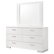 Felicity 6-drawer Wood Dresser with Mirror White High Gloss - 203503M