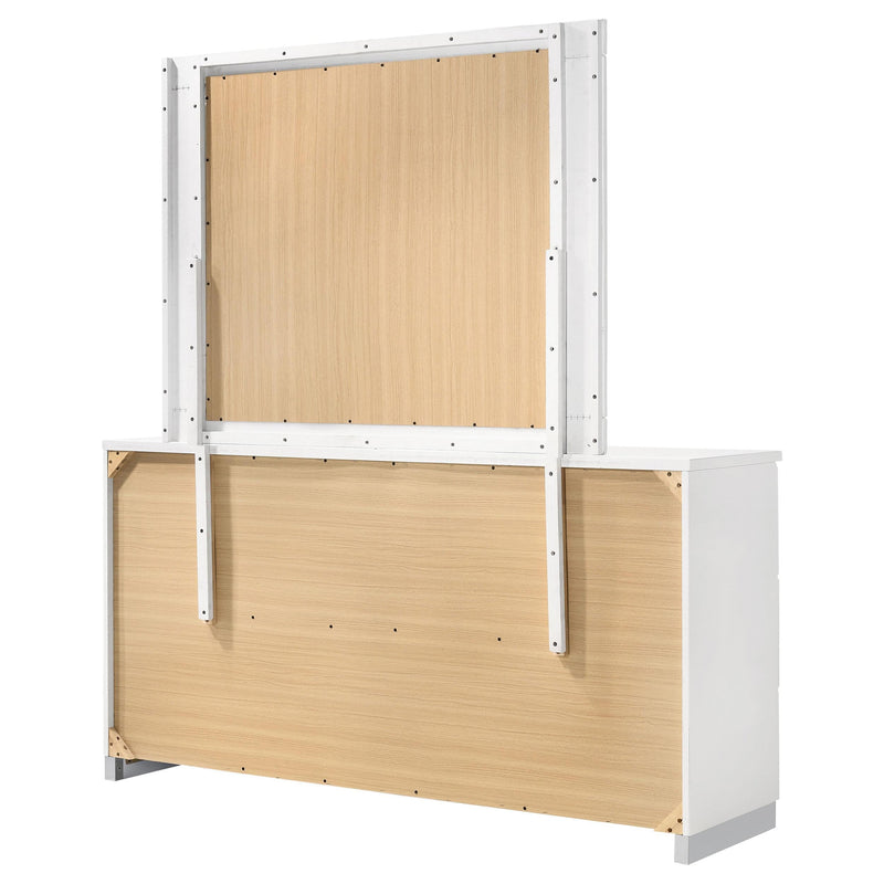 Felicity 6-drawer Wood Dresser with Mirror White High Gloss - 203503M