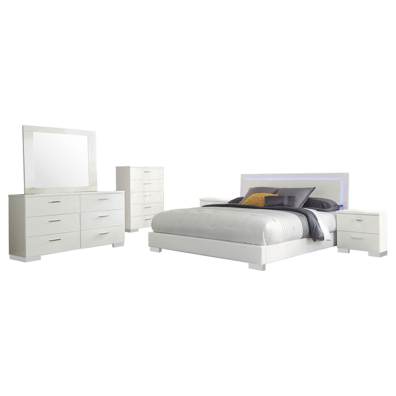 Felicity 6-piece California King Bedroom Set White Gloss - 203500KW-S6