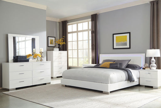 Felicity 6-piece Eastern King Bedroom Set White High Gloss - 203500KE-S6