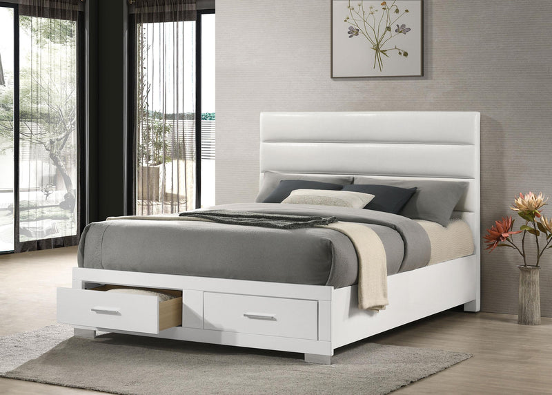 Felicity California King Storage Bed White High Gloss - 203510KW