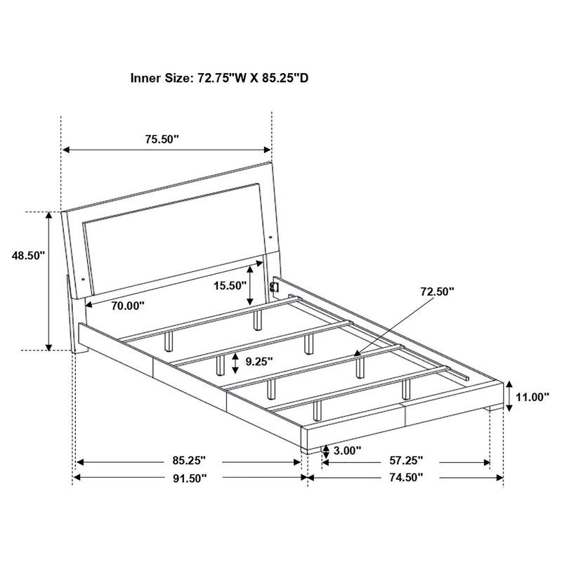 Felicity Wood California King LED Panel Bed White High Gloss - 203500KW